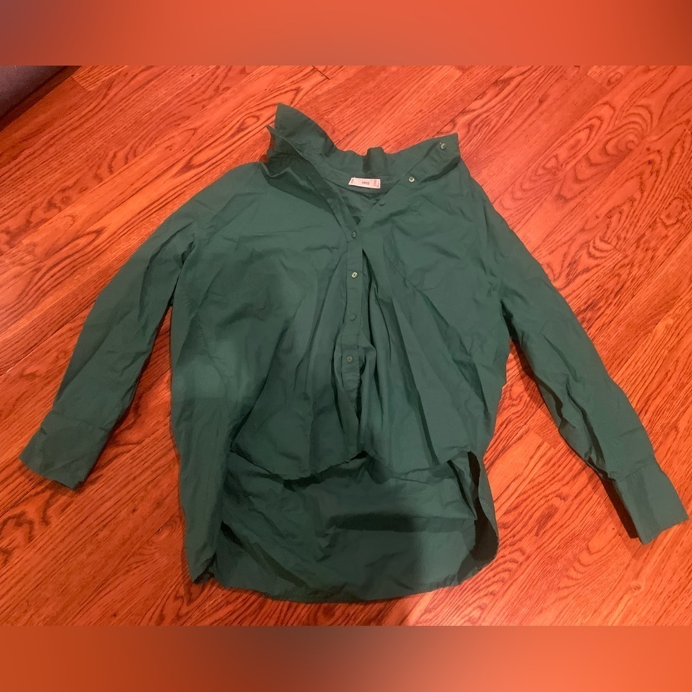 Mango Green Button Down Top Size 8